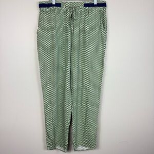 Umgee Pants Womens 1XL Green Patterned Pants Pockets Elastic Waist Geometric